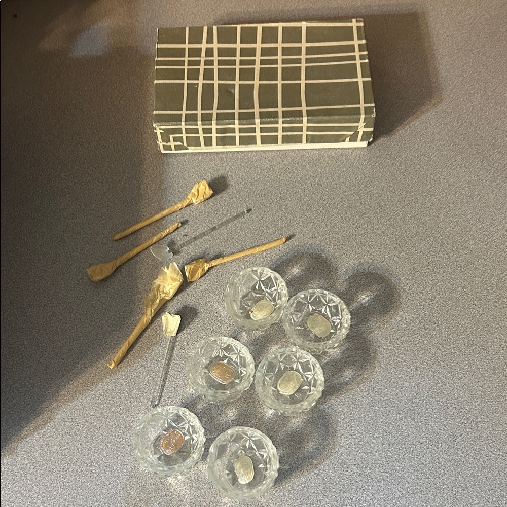 Vintage Crystal Salt Cellars with Box